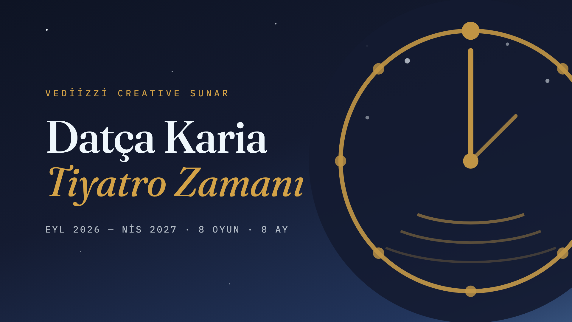 Datça Karia Tiyatro Zamanı — Karia Kadranı, gece göğünde altın saat